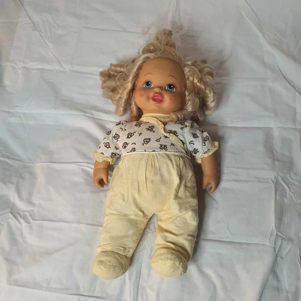 Vintage 2003 MGA Entertainment Baby Doll Blonde Hair Blue Eyes Monkey Suit WORKS